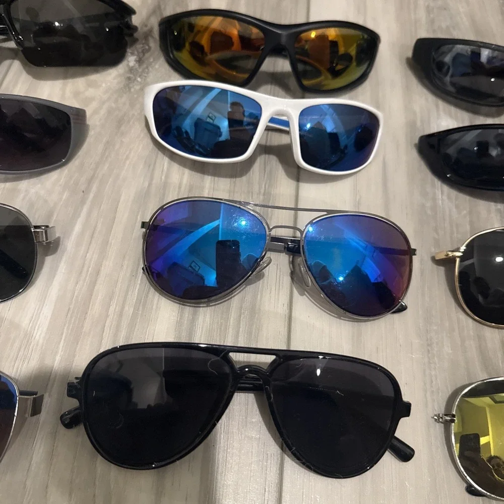 Wholesale Bulk Lot of 12 Men Sunglasses: aviator Wrap/Fishing all pairs included
